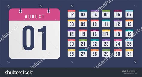 Monthly Calendar Icons Isolated On White Stock Vector Royalty Free