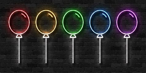 Vector Set Of Realistic Isolated Neon Sign Of Balloon Logo
