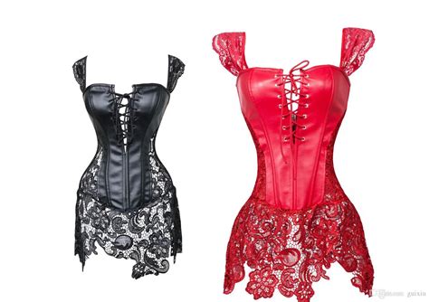 2018 Sexy Burlesque Corsets Bustiers Top Faux Leather Off Shoulder