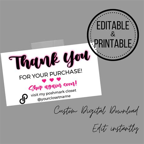 Customizable Thank You For Your Purchase Business Cards Poshmark