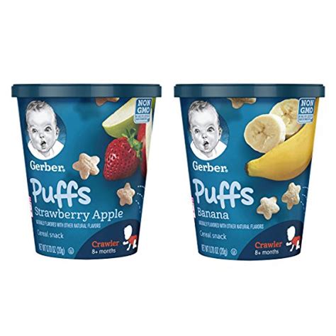 Gerber Puffs Cereal Snack Cup 16 Piece Variety Pack Strawberry Apple
