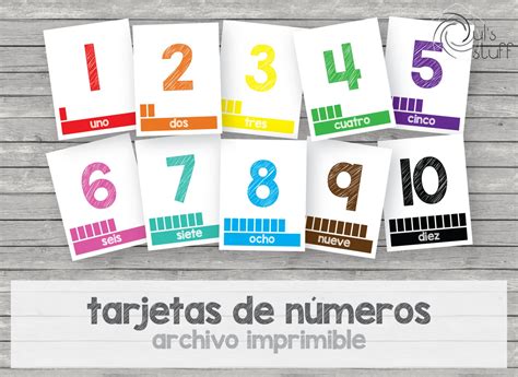 Tarjetas De Números Imprimibles Para Niños Del 1 Al 10 En Etsy México