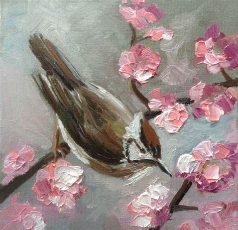 The Bird And Spring Flowers 2016 Oil Painting By Nata