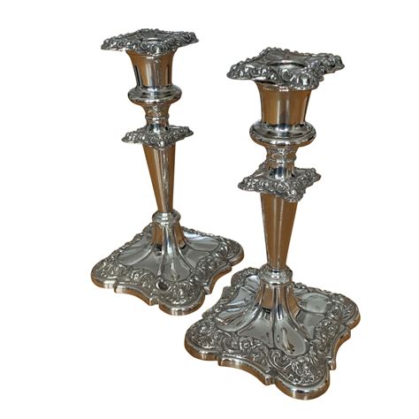 Antique Pair Of Silver Plated Candlesticks