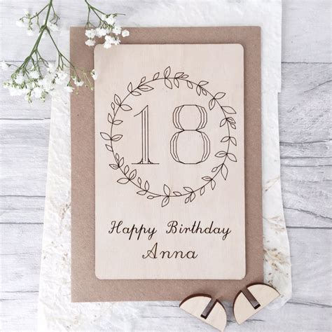 Green watercolour roses 18th birthday party invitation. Personalised 18th Birthday Wooden Card | 18th birthday ...