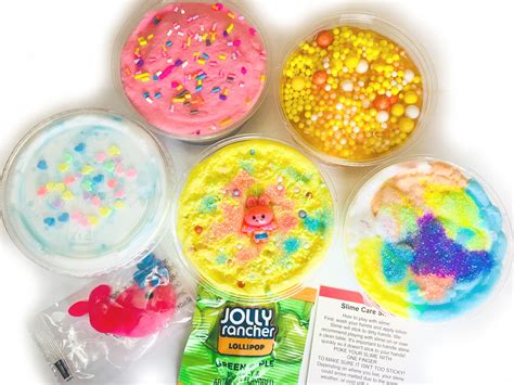 Scented Slime Package 5 Different Types Free Candies