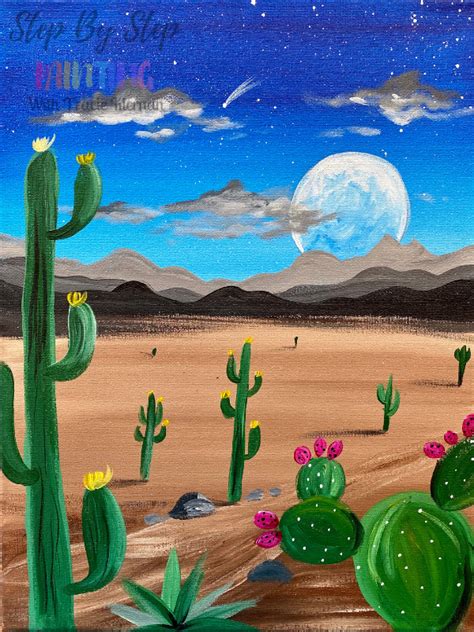 Desert Landscape Painting Tutorial Night Desert Scene Tracie