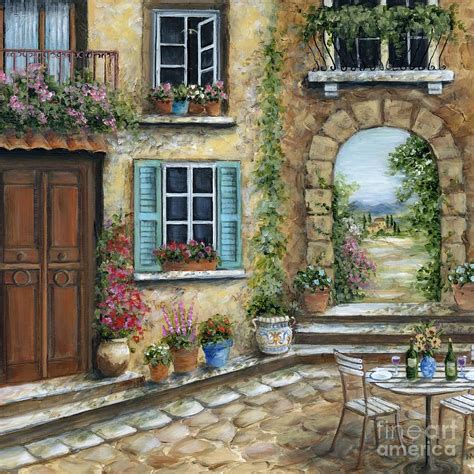 Romantic Tuscan Courtyard Ii Painting By Marilyn Dunlap