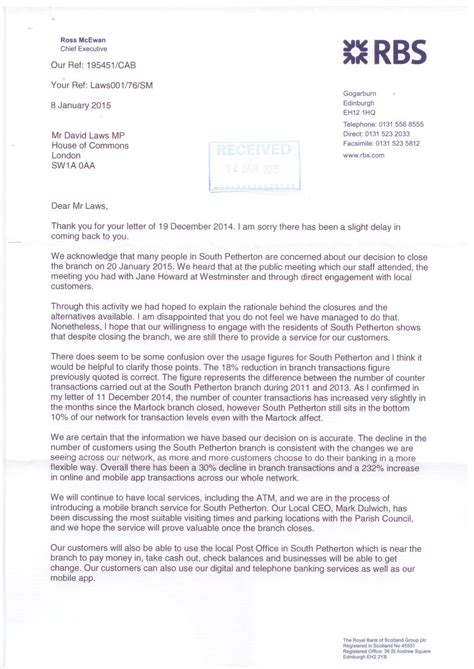 Our extensive personal banking products include bank accounts, mortgages, credit cards, loans and more. Response to RBS South Petherton Letter
