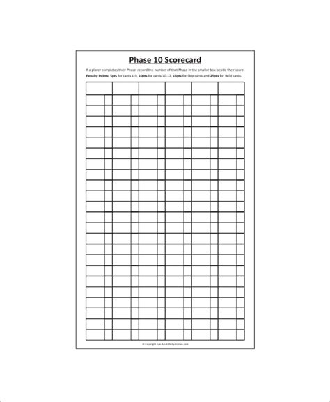 sample phase  score sheet templates