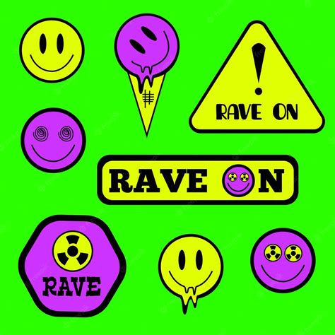 Premium Vector Acid Rave Smile Collection Trippy Psychedelic Trend