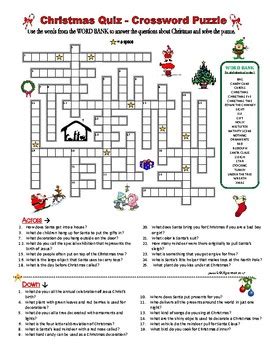 Some of the best christmas themed crossword puzzles for you to work out. Christmas Quiz - Crossword Puzzle (Question Words ...