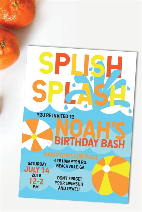 pool party birthday invitation summer party invitation etsy pool party birthday