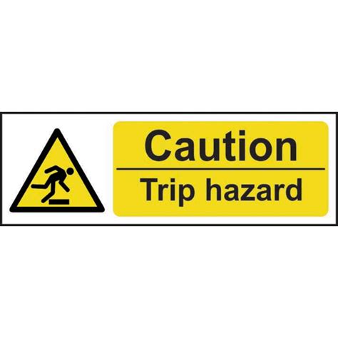 Caution Trip Hazard Sign Self Adhesive Vinyl 600mm X 200mm Rsis