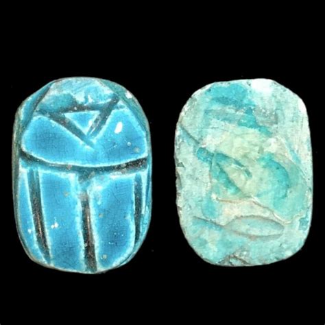 Beautiful Ancient Egyptian Blue Glazed Scarab 300 Bc 1 Antique Price Guide Details Page