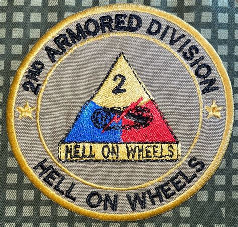 Us Army 2nd Armored Division Hell On Wheels Patch Hook And Iron On Repro