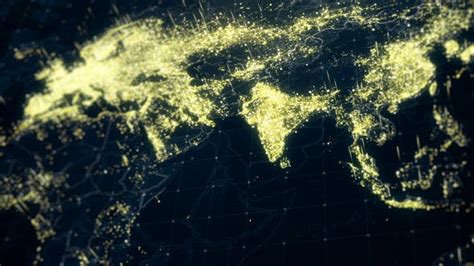 World Map Night Lighting Close View 4k Motion Graphics Videohive