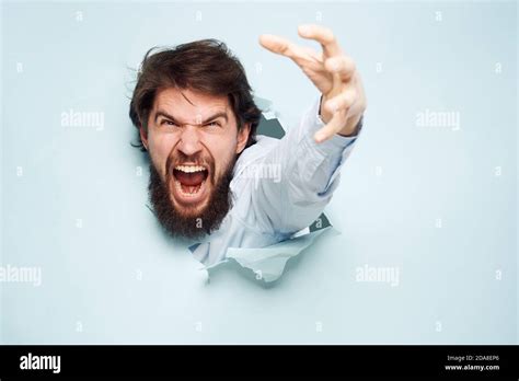 Angry Man Gestures With His Hands Dissatisfaction Emotions Work Office