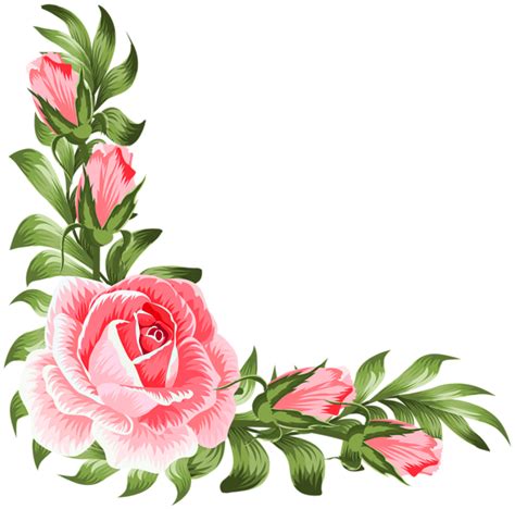 Rose Corner Decoration Png Clip Art Flower Art Flower