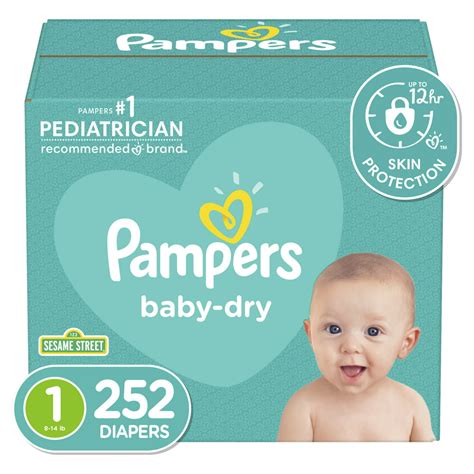 Pampers Baby Dry Extra Protection Diapers Size 1 252 Count Walmart