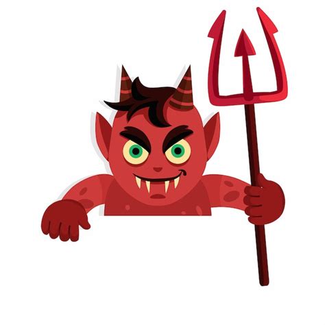 Personaje De Diablo De Dibujos Animados Para Halloween Vector Premium