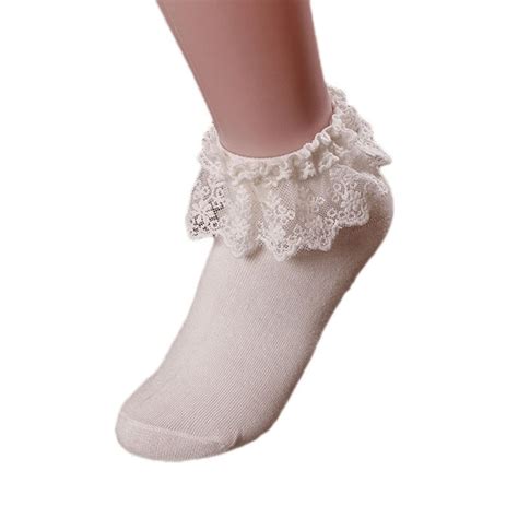 Women Vintage Lace Ruffle Frilly Ankle Socks Princess Girl Cotton Socks Woman 2019 In Sock
