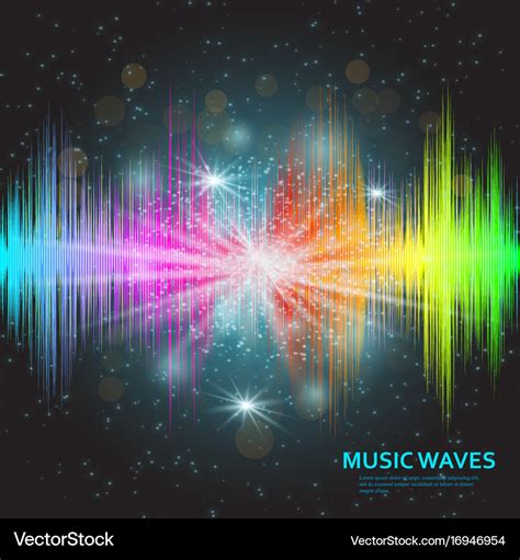 Music Waves Background Rainbow Sound Music Vector Image