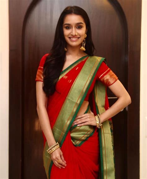 Pics Shraddha Kapoor Looks Gorgeous In A Traditional Red And Green Saree For Ganesh Chaturthi