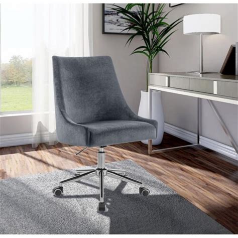 Meridian Furniture Karina Swivel Adjustable Gray Velvet And Chrome