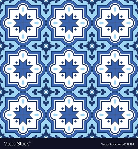Arabic Pattern Moroccan Blue Tiles Design Vector Image