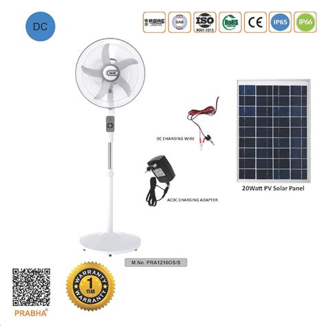 Prabha Solar Dc Pedestal Fan 12w 16inch Works On Any 12v Battery And Solar With Oscillation