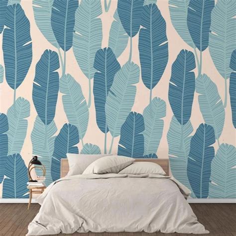 Custom Wallpaper Mural Modern Nordic Tropical Plant Leaf Bvm Home