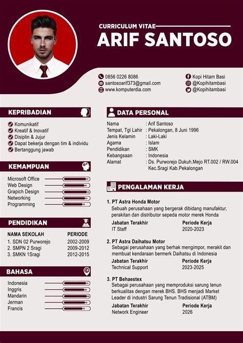 Contoh Cv Lamaran Kerja Kreatif Dan Menarik Creative Cv Template Cv Kreatif Desain Cv Riset