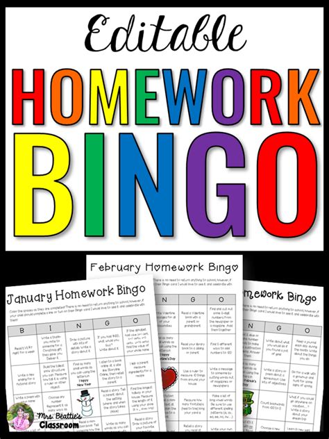 Homework Choice Boards Full Year Homework Bingo Menus Editable Pdf