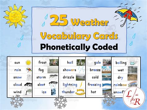 Weather Vocabulary Flashcards Phonetically Coded By Teach Simple
