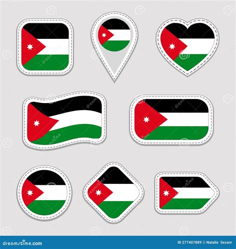 Jordan Flag Vector Set Jordanian Stickers Collection Isolated