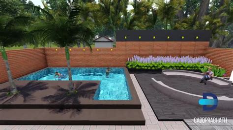 Design Garden Backyard Patio Terrace Swimming Pool With 3d