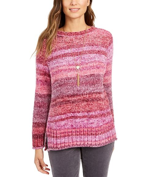 Style And Co Petite Crewneck Chenille Sweater Created For Macys Macys