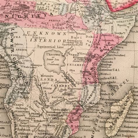 1860 Antique Map Of Africa Original Hand Colored 19th Century Etsy