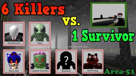 Area 51 Manhunt Part 2 6 Killers Vs 1 Survivor Roblox Survive And