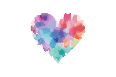 Premium Vector Water Color Heart Shape Flower With Butterflay