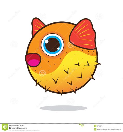Puffer Fish Cute Cartoon Stock Vector Illustration Of