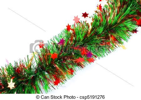 When in long narrow strips not attached to thread. Stock Image of christmas tinsel garland with stars ...