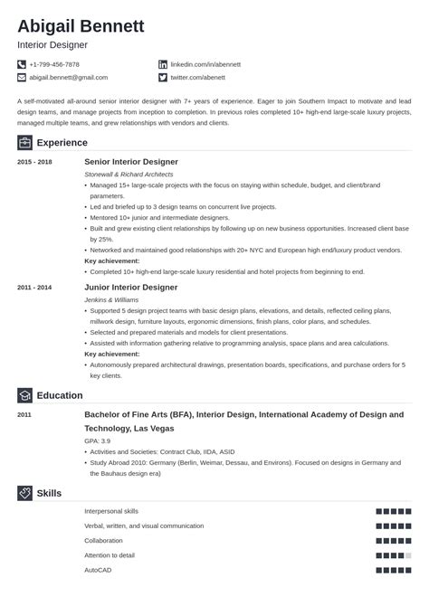 Interior Design Resume Examples And Skills Guide For 2024