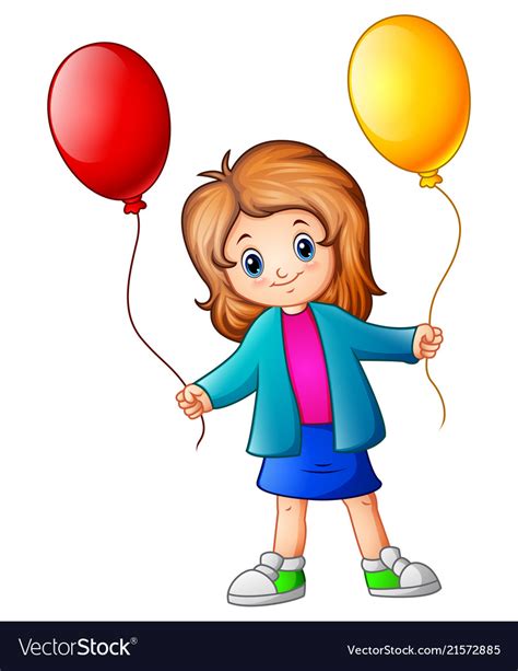 Little Girl Holding Balloons Royalty Free Vector Image