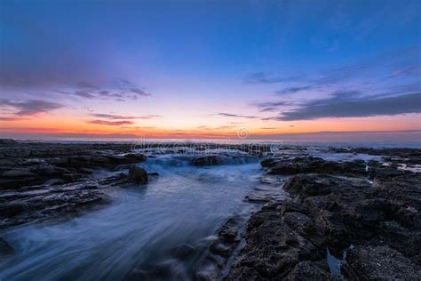 Sunrise On The Bar Beach In Newcastle Nsw Australia Stock Image