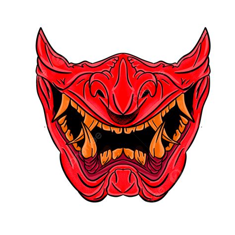 Assustador Oni Máscara Vermelha Png Assustador Máscara Oni Vermelho