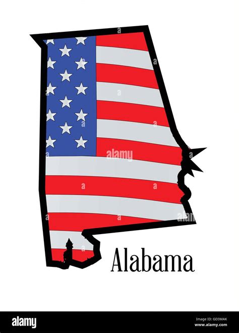 An American Flag The Stars And Stripes Outlined With A Map Of Alabama