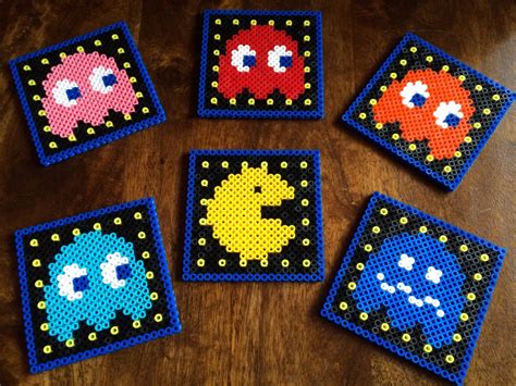 Pacman And Ghosts Pixel Art Coasters Available As Individuals Or A Set