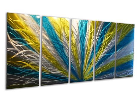 Radiance Blue Yellow 36x79 Metal Wall Art Abstract